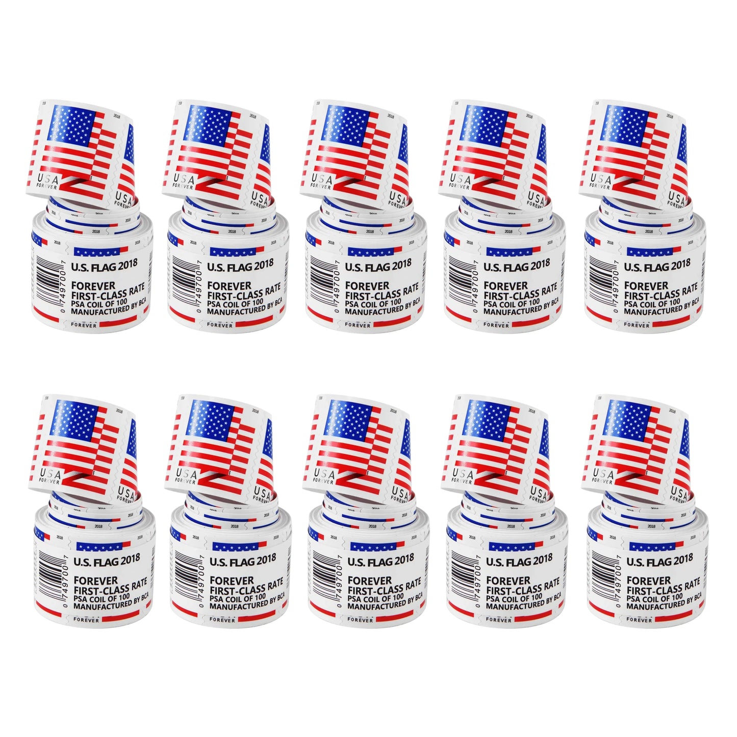 2018 USA Flag Forever Postage Stamps 10 coil